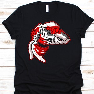 Angry Koi Fish Shirt, Nishikigoi Design, Fish Lover, Brocaded Carp, Japanese Fish, Koi Fish Design, Amur Carp, Koi Pond, Metallic- White Koi