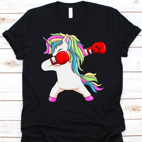 Tupfendes Einhorn Boxer Shirt, Boxer Geschenk, Boxen, Handschuh Spiel, Faustkampf, Boxkampf, Boxhandschuh, Einhorn Grafik, Roter Boxhandschuh