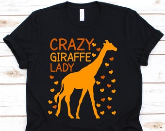 Crazy Giraffe Lady Shirt, Cute Giraffe T-Shirt For Women, Funny Zoo Animal Tee For Zoogoer, Wildlife Giraffe Gift Idea, Giraffe Tshirt