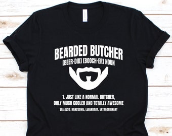 Bearded Butcher Shirt, Gift For Meat Cutter, Butchers T-Shirt, Slaughterers Shirt, Beard Graphic, Butcher's Knife Design, Meat Market Person