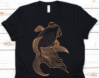 Black Moor Fantail Goldfish Shirt, Freshwater Fish, Aquarium Fish Graphic, Carassius Auratus, Goldfish Design, Aquatic Species, Pet Lover