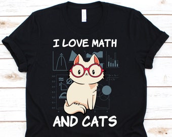 J’aime les mathématiques et les chats chemise, chemise de mathématiques, chemise de professeur de mathématiques, chemise de chat, cadeau d’amant de chat, amoureux des chats, cadeau de professeur de mathématiques, mathématiques