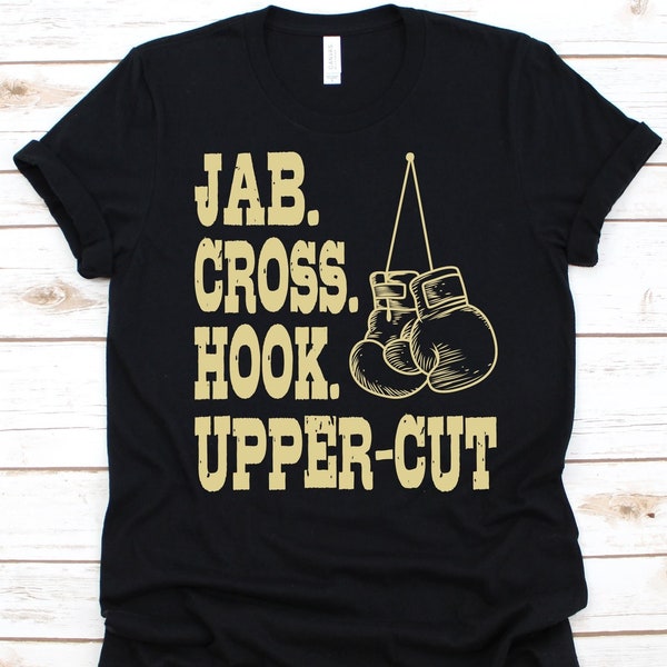 Jab Cross Hook Oberteil-Cut Shirt, Boxer Geschenk, Box Gym, Handschuh Spiel, Faustkampf, Ring für Boxer, Boxkampf, Brawler, Boxhandschuh