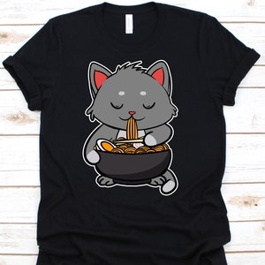 Cat Eating Ramen Shirt, Kitten Owners, Japanese Noodle, Cat Lover Gift, Ramen T-Shirt, Cat Owners, Cat Gifts, Ramen Tee