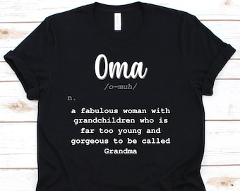 Oma-definition-tröja, rolig oma-t-shirt för kärleksfull mormor nana mormor mormor mormor, söt oma-present på morföräldrarnas dag, cool oma-t-shirt