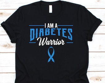 Ich bin ein Diabetes Krieger Shirt, Diabetes Bewusstsein für T1D Krieger Kämpfer T2D Überlebende, diabetische Unterstützung Band Geschenk für Männer Frauen