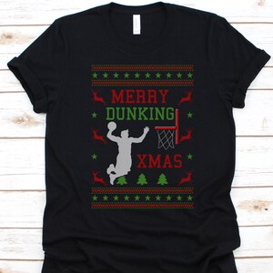 Merry Dunking Xmas Shirt, Christmas Gift, Reindeer Graphic, December 25th, Basketball Lovers, Basketball Player Shirt, Basketball Design
