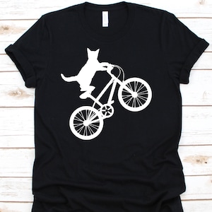 Bicycle Cat Shirt, Cute Cat Bicycle  Tshirt For Mountain Biker Cyclist Bikers BMX Rider, Biking Cat T-Shirt For Cat Owner Lover Men Women