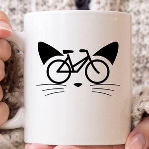 Bicycle Cat Mug, Funny Cat On A Bike Coffee Cup For Men Women, Cute Biking Gift Idea For Cat Lovers Owner, Kitty Riding Bicycle Mug