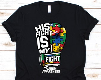 Sein Kampf ist mein Kampf Shirt, Autismus Bewusstsein Tshirt für Autismus Mama Kinder, Autismus Puzzle Geschenk für Autismus Unterstützer Männer Frauen