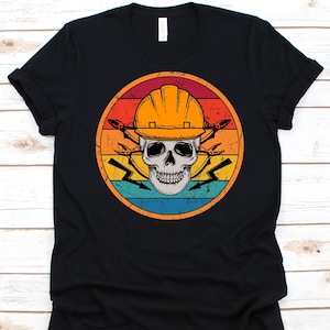 Electrical Engineer Retro Shirt, Skull Design, Gift For Electrical Engineers, Electrical Wirings, Electronics Graphic, Electrical Circuits