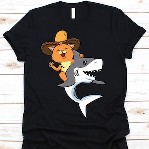Cat Riding Shark Shirt, Cat Lover Gift, Cat Owner Gift, Shark, Shark Gift, Shark Lover, Cinco De Mayo Gift, Kitty Shirt