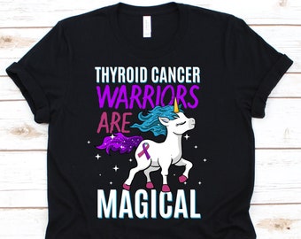 Thyroid Cancer Warriors Are Magical Shirt, Cancer Awareness Gift For Thyroid Cancer Warrior Fighter Survivor, Thyroid Cancer Ribbon Tshirt