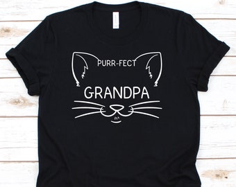 Purr-Fect Grandpa Shirt Kitty Gift On Grandparents Day Cat Lover Tee For Grandfather Kitten Owner T- Shirt For Gramps Granddad