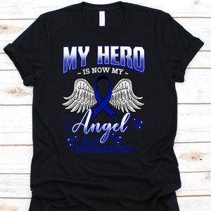 My Hero Is Now My Angel Shirt, Cute T-Shirt Supporting ALS for Fighters Warriors, Cool ALS Awareness Ribbon Gift, ALS Global Day Support