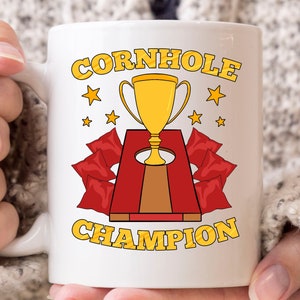 Cornhole Champion Mug, Funny Beag Bag Coffee Cup For Cornhole Player, Cute Sport Game Gift Idea For Men Women Cornhole Player