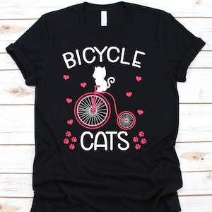Bicycle Cat Shirt, Cute Cat Bicycle  Tshirt For Mountain Biker Cyclist Bikers BMX Rider, Biking Cat T-Shirt For Cat Owner Lover Men Women