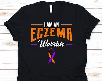 I Am An Eczema Warrior Shirt, Awareness T-Shirt Gift For Eczema Warrior Fighter Survivor, Eczema Ribbon Tee For Men Women Eczema Supporters