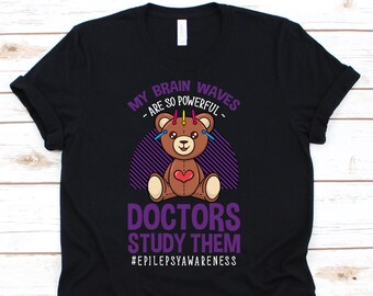 Mijn hersengolven zijn zo krachtig artsen bestuderen ze shirt, epilepsie bewustzijn voor epileptische, paars lint epilepsie warrior fighter ondersteuning