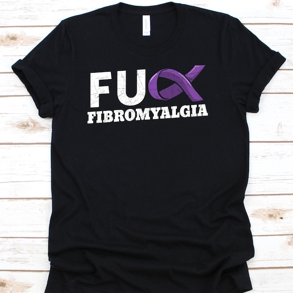 Fuck Fibromyalgia Shirt, Fibro Awareness Gift For Fibromyalgia Warrior Fighter Survivor, Fibromyalgia Ribbon Tshirt For Men Women