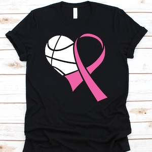 Pink Ribbon Basketball Shirt, Cancer Awareness For Breast Cancer Warrior Fighter, Pink Ribbon Tshirt For Breast Cancer Basketball Supporter
