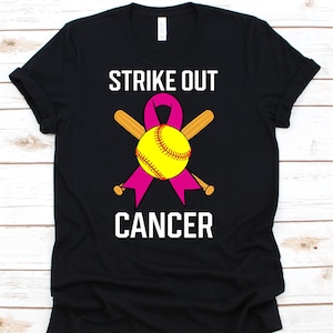 Strike Out Cancer Shirt, Breast Cancer Awareness For Breast Cancer Warrior Fighter, Pink Ribbon Tshirt For Breast Cancer Softball Player