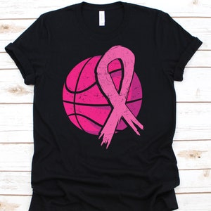 Pink Ribbon Basketball Shirt, Cancer Awareness For Breast Cancer Warrior Fighter, Pink Ribbon Tshirt For Breast Cancer Basketball Supporter