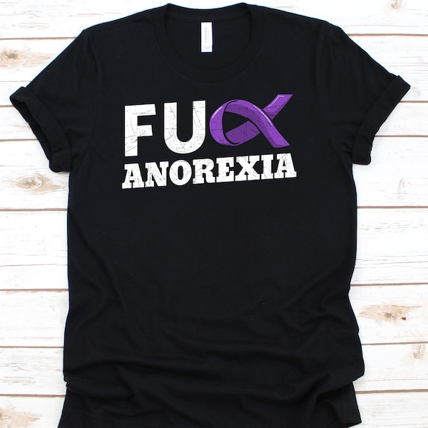 Fuck Anorexia Shirt, Awareness Ribbon Tshirt For Anorexia Warrior Fighter Survivor Support, I Beat Anorexia Gift For Men Women