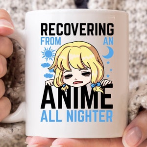 Erholung von einem Anime All Nighter Becher, lustige japanische Anime Kaffeetasse für Anime-Liebhaber, süße Kawaii Cartoon Geschenk, beobachten Anime Becher