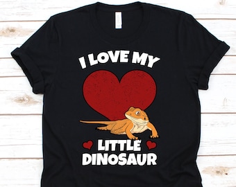 Me encanta mi camisa de dinosaurio pequeño, barbudo dragon amante regalo para los hombres mujeres, linda camiseta de reptil para el dueño del dragón barbudo, la madre del dragón barbudo
