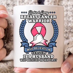Breast Cancer Warrior Mug, Cancer Awareness Coffee Cup For Breast Cancer Patients Survivor, Cute Pink Ribbon Gift Idea For Men And Women