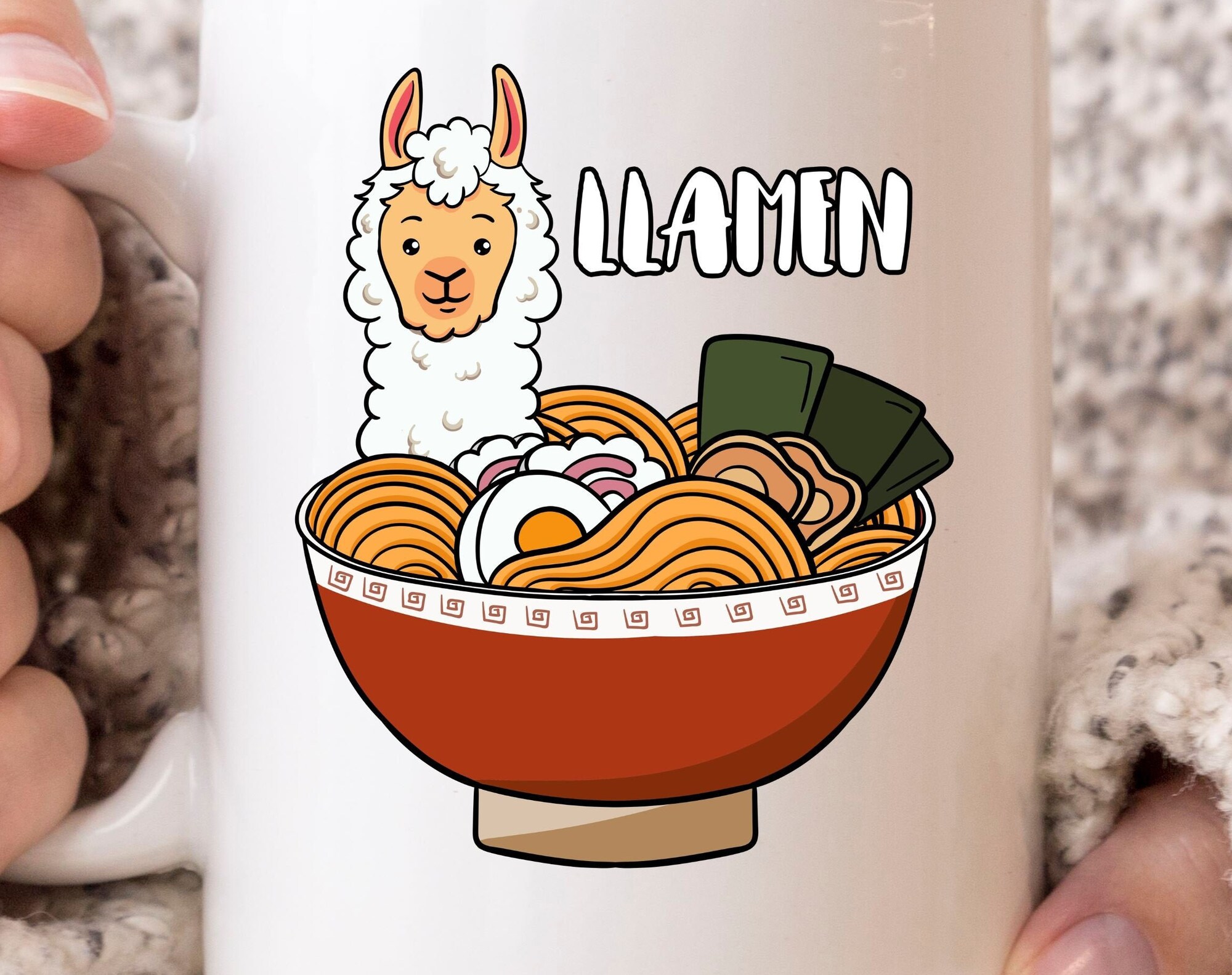Discover LLamen Mug, Funny Llama Birthday Coffee Cup For Foodies, Cute Japanese Ramen Noodle Gift