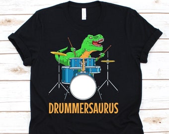 Drummersaurus Shirt, Cute Drum Lover Shirt, Band Drummer, Drummer Shirt, Drum Player, Drum Set Shirt, Tyrannosaurus Rex, Dinosaur Drummer