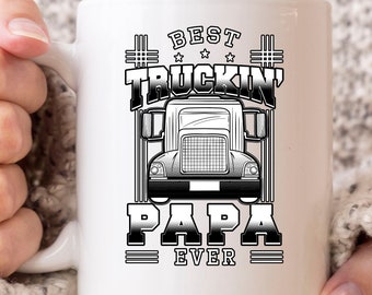 Beste Truckin Papa jemals Becher, lustige Trucker Papa Kaffeetasse für LKW-Fahrer, süße LKW-Fahren Geschenk-Idee für Väter und Papa