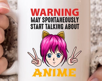 May Spontaneously Start Talking About Anime Mug, Japanese Anime Coffee Cup For Anime Lovers, Cute Kawaii Cartoon Gift, Watching Anime Mug