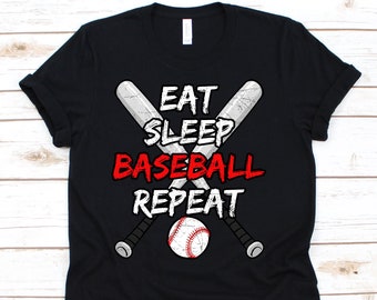 Eet slaap honkbal REPEAT shirt, honkbal shirt, honkbal, honkbal minnaar geschenk, honkbalspeler, cadeau voor honkbal fans