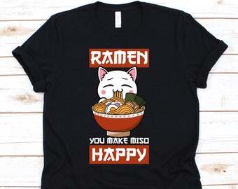 Ramen Cat, Miso, Japanese Noodle, Ramen T-Shirt, Ramen, Chopstick Shirt, I Love Ramen, Ramen Gifts, Ramen Lover T-Shirt