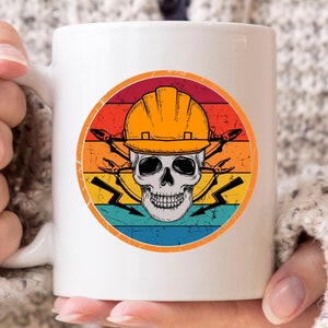 Electrical Engineer Retro Mug, Skull Design, Gift For Electrical Engineers, Electrician Coffee Mug, Electrical Wirings, Electronics Graphic