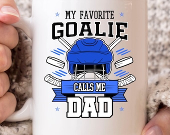Mijn favoriete keeper noemt me papa mok, funny hockey coffee cup voor papa papa vader, cute vaders dag cadeau idee voor hockeyspelers Coach