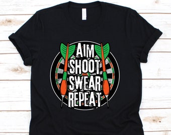 Aim Shoot Swear Repeat Shirt, Darts, Bullseye, Target Gift, Archery Gift, Archery T-Shirt, Bow And Arrow, Dart Players