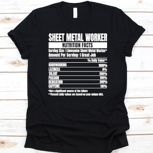 Plaatwerk arbeider voedingsfeiten shirt, cadeau voor plaatwerker, metaalwerk liefhebbers, metalen installateur shirt, metaalfabrikant ontwerp