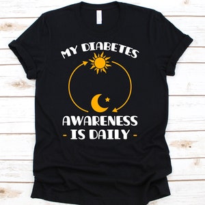 Camicia diabetica, Regalo diabete, Mese di Consapevolezza del Diabete, Supporto diabete, Mese del Diabete, Nastro diabete, Sole, Luna