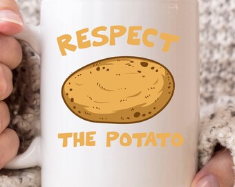 Respect The Potato Mug, Funny Couch Potato Coffee Cup For Men And Women, Cute Potato Farming Gift Idea For Potato Lover Girl Boy
