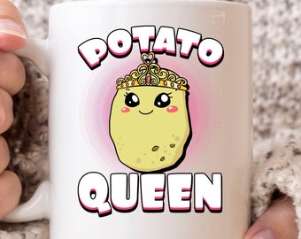 Potato Queen Mug, Funny Couch Potato Coffee Cup For Women, Cute Potato Farming Gift Idea For Potato Lover Girl Boy, Cool Potatoes Mug