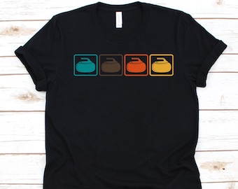 Curling Stone Retro Shirt, Curling Sports, Curling Stone Design, Chess On Ice, Sports Lover, Curlers Gift, Curling Lovers, The Roaring Game