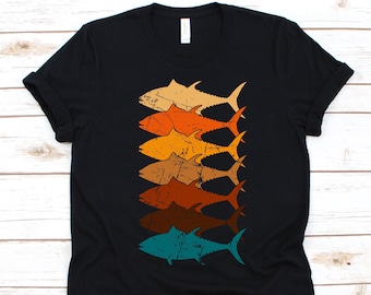 Atún Retro Camisa Vintage, Regalo Para Pescadores, Camisa De Pesca De Atún Para Hombres Y Mujeres, Amantes De La Pesca, Diseño De Atún Aleta Amarilla, Atún Gráfico
