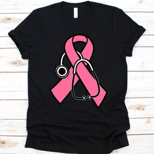 Breast Cancer Ribbon Stethoscope Shirt, Breast Cancer Awareness, Breast Cancer Fighter, Pink Ribbon Graphic, Gift For Doctors, Nurse Shirt