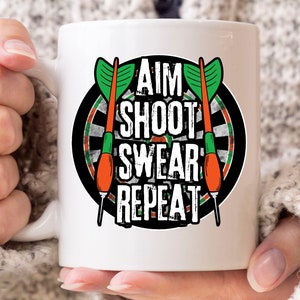 Aim Shoot Schwören Wiederholen Becher, Bogenschießen Spieler und Coach Geschenkidee, lustige Bogenschießen Kaffeetasse, Bogen und Pfeil Ziel Schießen Geschenk für Bogenschütze