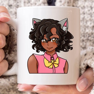 Black Girl Anime Mug, Black Woman Cup, Anime Lovers, Afro-Americano, Afro-America Latina, Nero America Latina, Black American Coffee Mug
