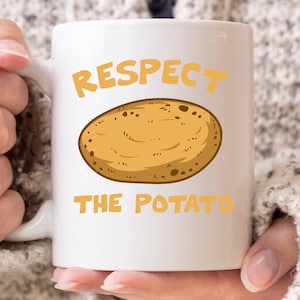 Respect The Potato Mug, Funny Couch Potato Coffee Cup For Men And Women, Cute Potato Farming Gift Idea For Potato Lover Girl Boy
